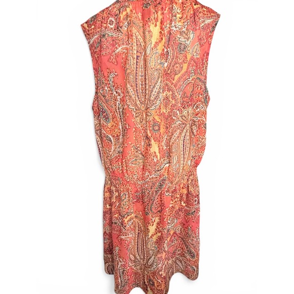 Lauren Ralph Lauren Orange Paisley Sleeveless Smocked Waist Dress 18W Womens - Picture 2 of 8